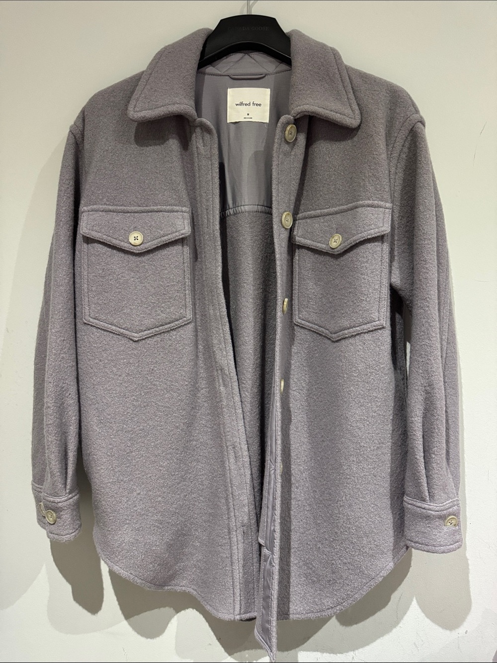 Women's Lilac 100% Merino Wool Shirt Jacket